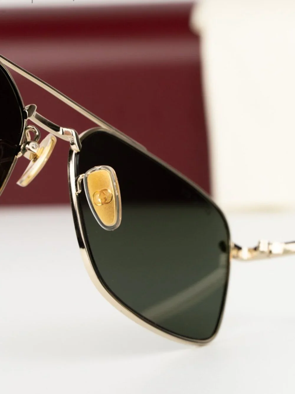 Gucci Men Sunglasses Gold Grey Rectangular GG1957SA 001 NEW AUTHENTIC